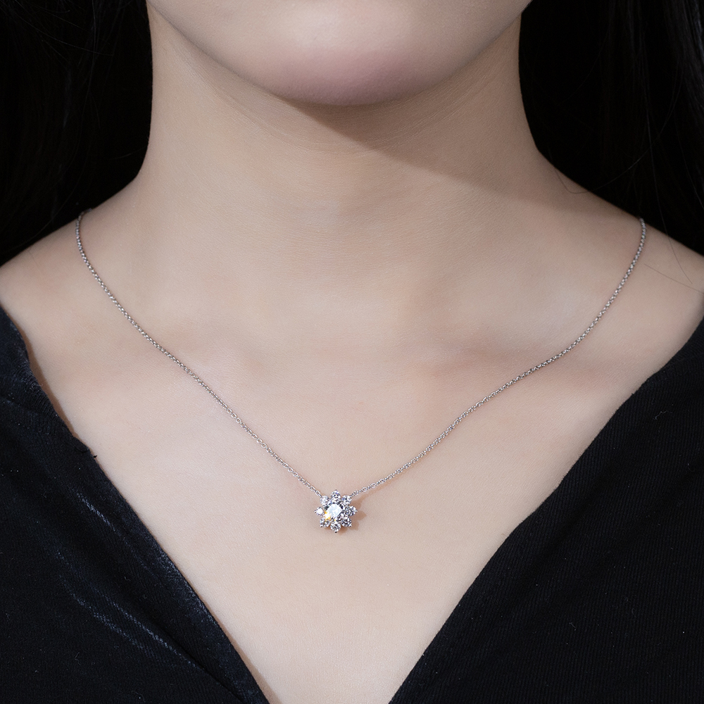 MissDiamond Pear Cut Lab Grown Diamond 0.54CT 0.82CT 18K White Gold Pendant Necklace MSN-558