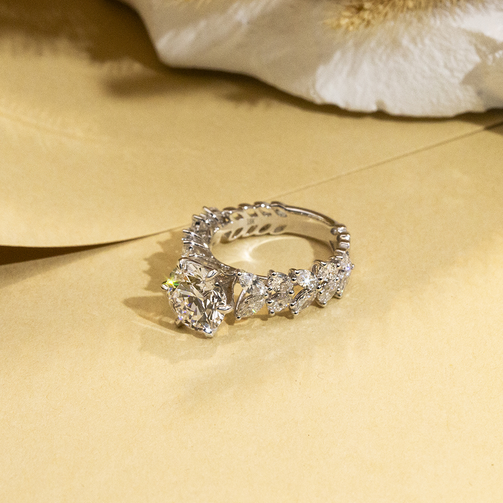 Round Cut Lab Grown Diamond 3CT Solitaire E VS1 18K White Gold Ring MSR-1649