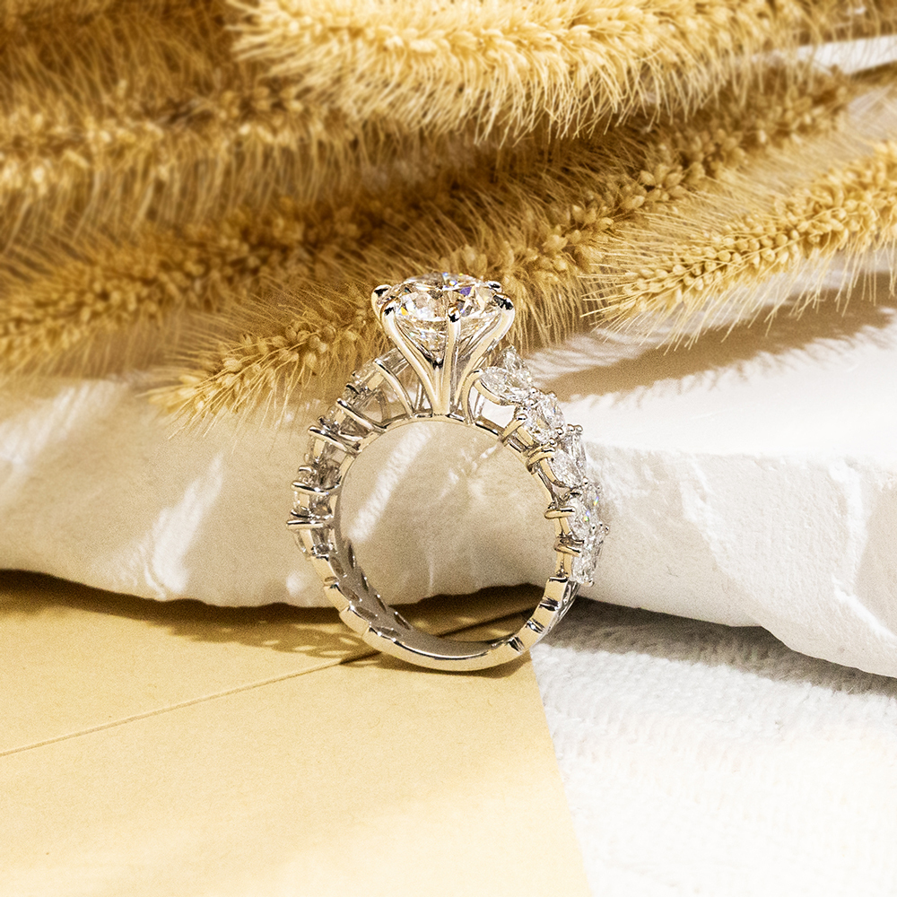 Round Cut Lab Grown Diamond 3CT Solitaire E VS1 18K White Gold Ring MSR-1649