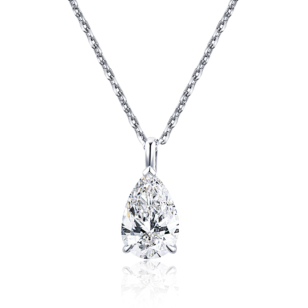 MissDiamond Pear Cut Lab Grown Diamond 1CT 9K White Gold Pendant Necklace MSN-952