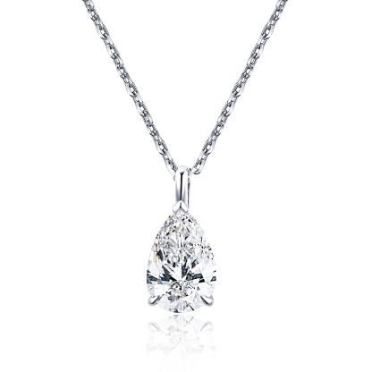 MissDiamond Pear Cut Lab Grown Diamond 1CT 9K White Gold Pendant Necklace MSN-952