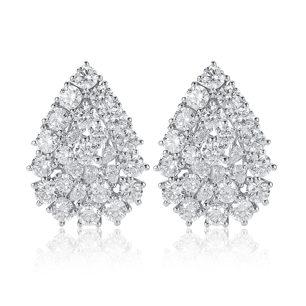 Pear Shape Lab Grown Diamond D VVS2 18K White Gold Earrings MSE-775