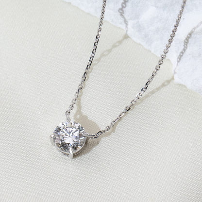 MissDiamond Round Cut Lab Grown Diamond 1CT 9K White Gold Pendant Necklace MSN-961