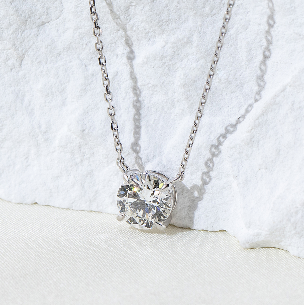 MissDiamond Round Cut Lab Grown Diamond 1CT 9K White Gold Pendant Necklace MSN-961