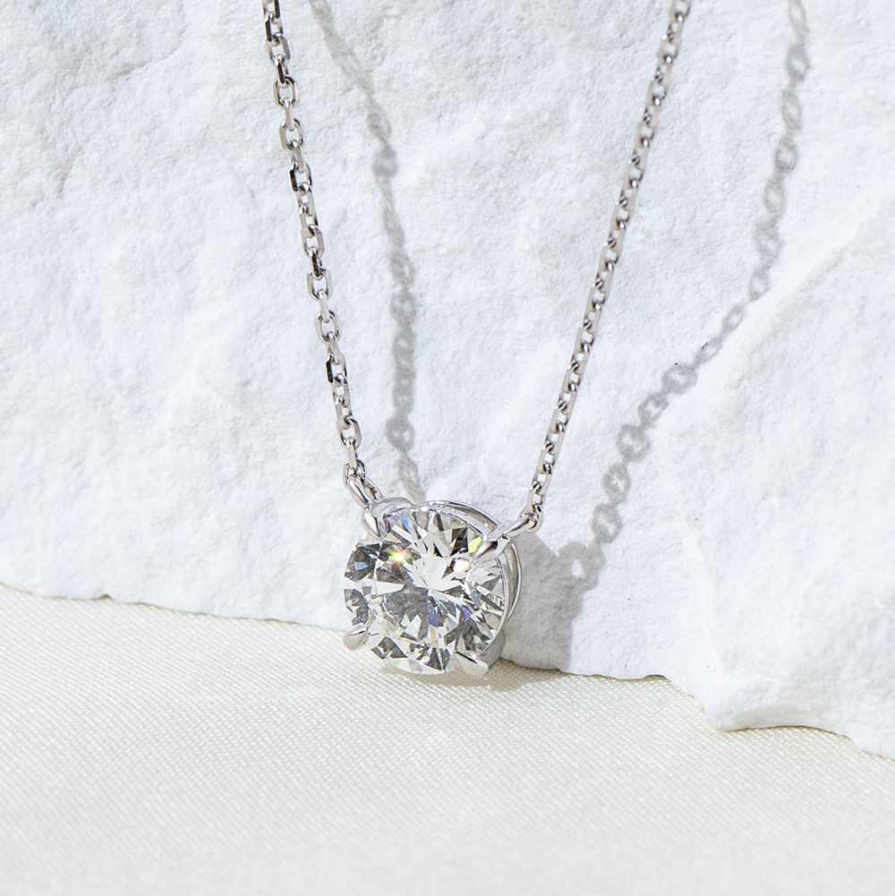 MissDiamond Round Cut Lab Grown Diamond 1CT 9K White Gold Pendant Necklace MSN-961