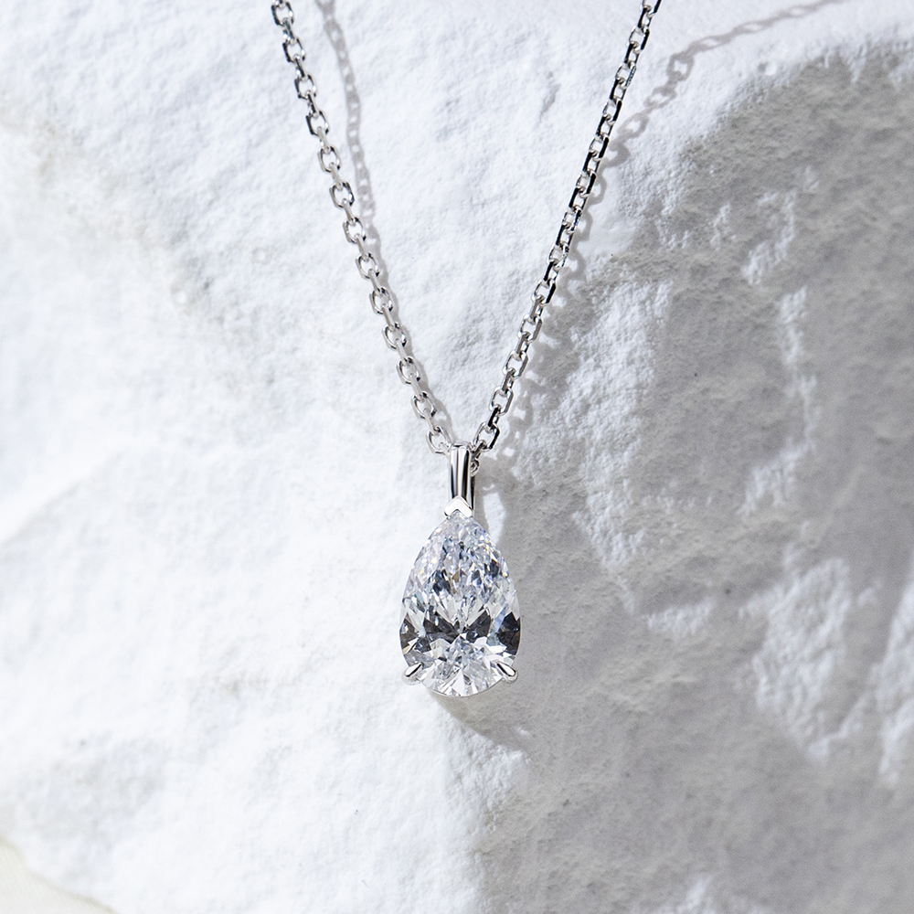 MissDiamond Pear Cut Lab Grown Diamond 1CT 9K White Gold Pendant Necklace MSN-952