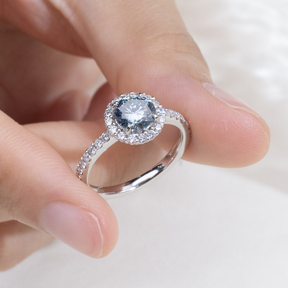 MissDiamond Round Cut Lab Grown Diamond 5.05CT B VS Platinum Halo Ring MSR-1995