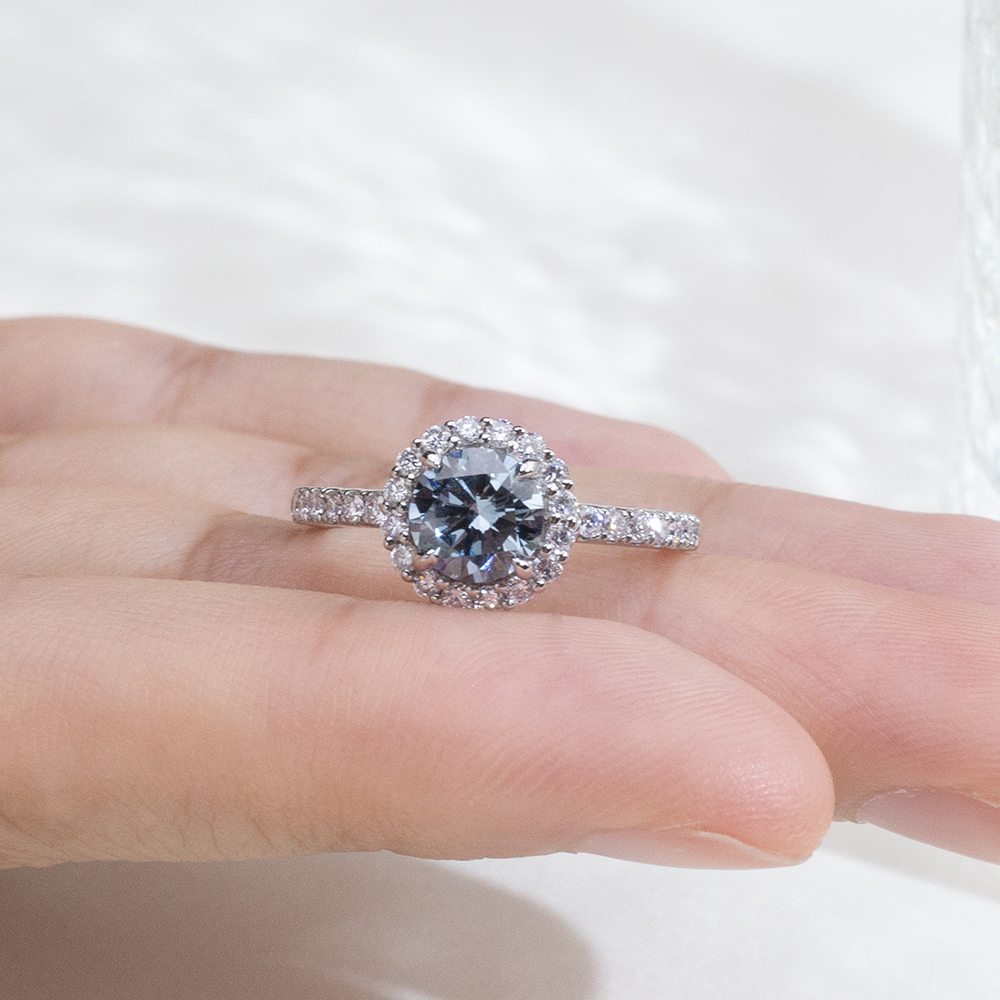 MissDiamond Round Cut Lab Grown Diamond 5.05CT B VS Platinum Halo Ring MSR-1995