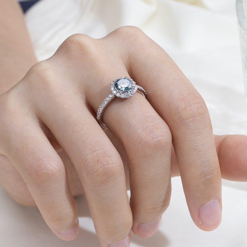 MissDiamond Round Cut Lab Grown Diamond 5.05CT B VS Platinum Halo Ring MSR-1995