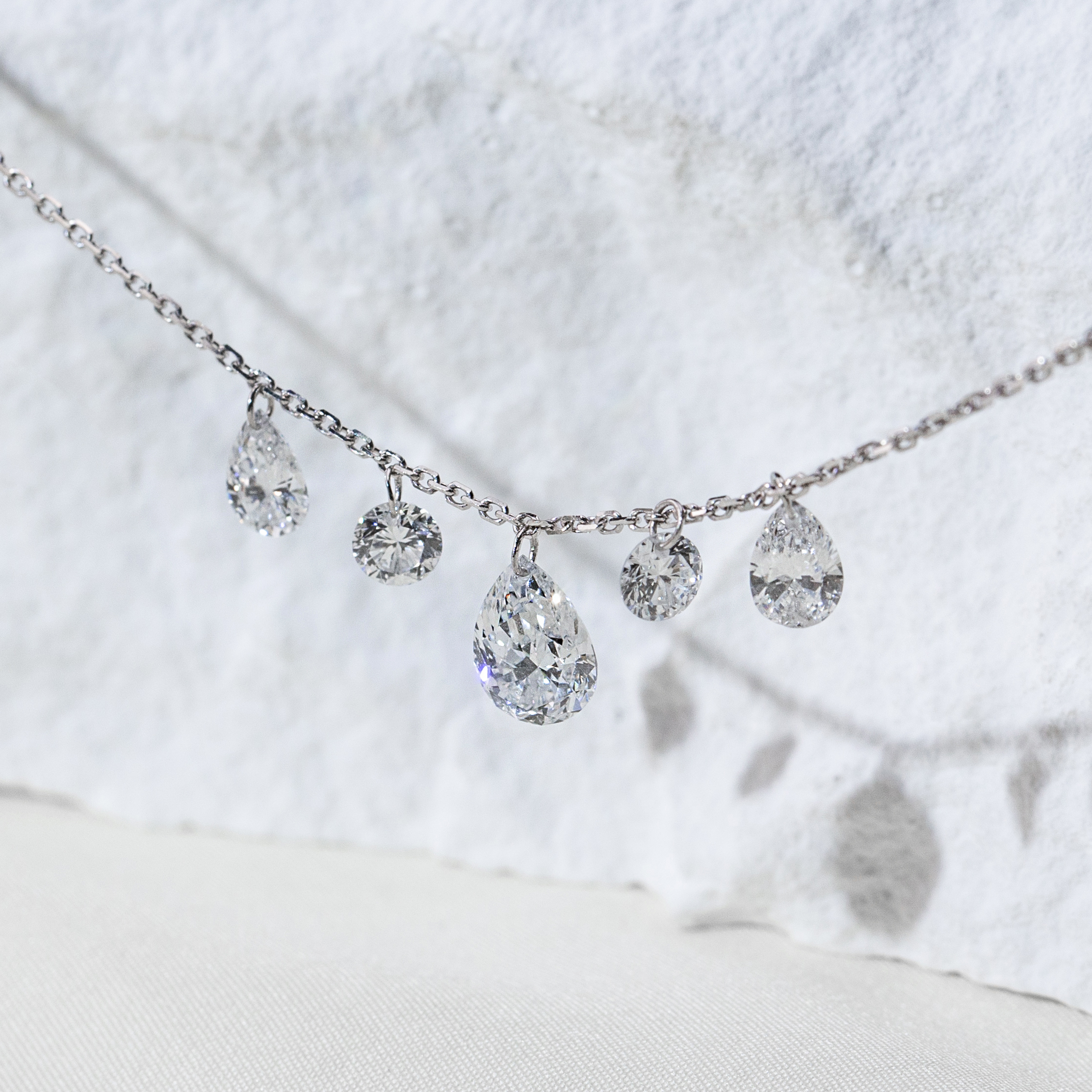 MissDiamond Pear Cut Lab Grown Diamond 1CT 9K White Gold Pendant Necklace MSN-959