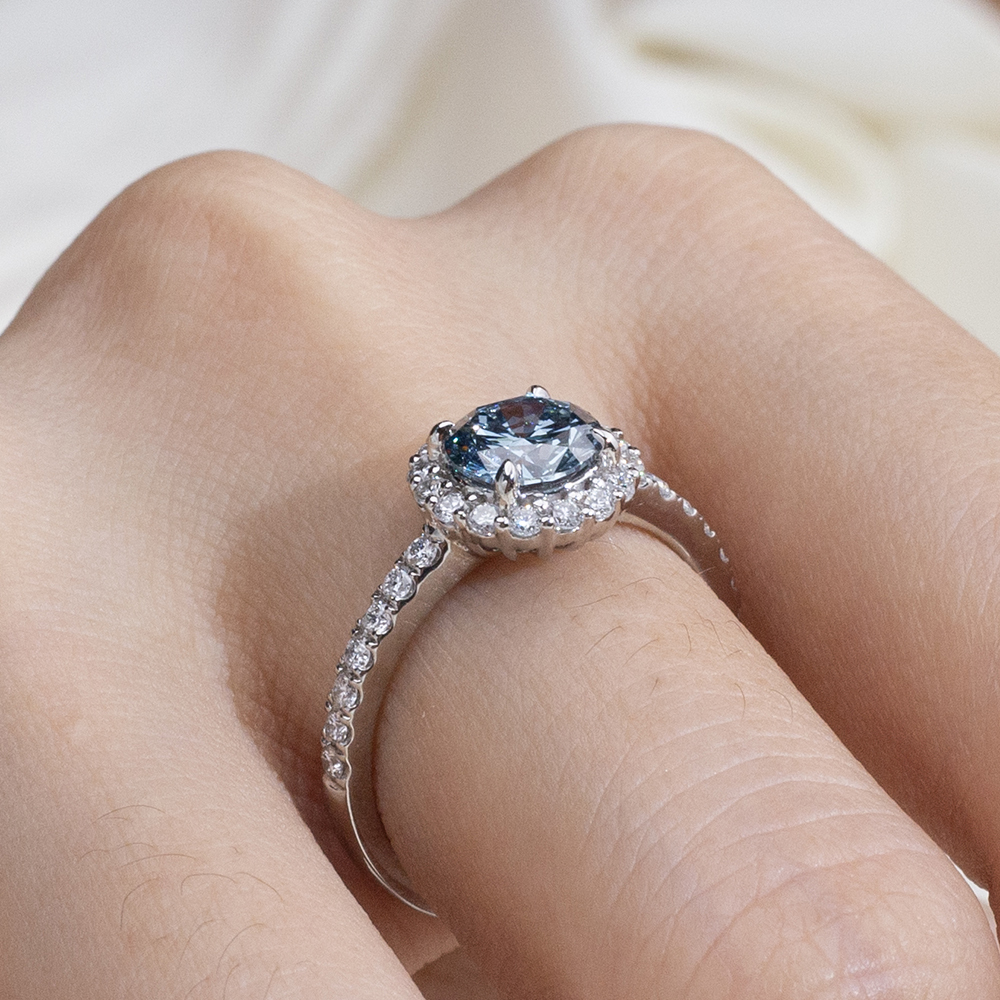 MissDiamond Round Cut Lab Grown Diamond 5.05CT B VS Platinum Halo Ring MSR-1995