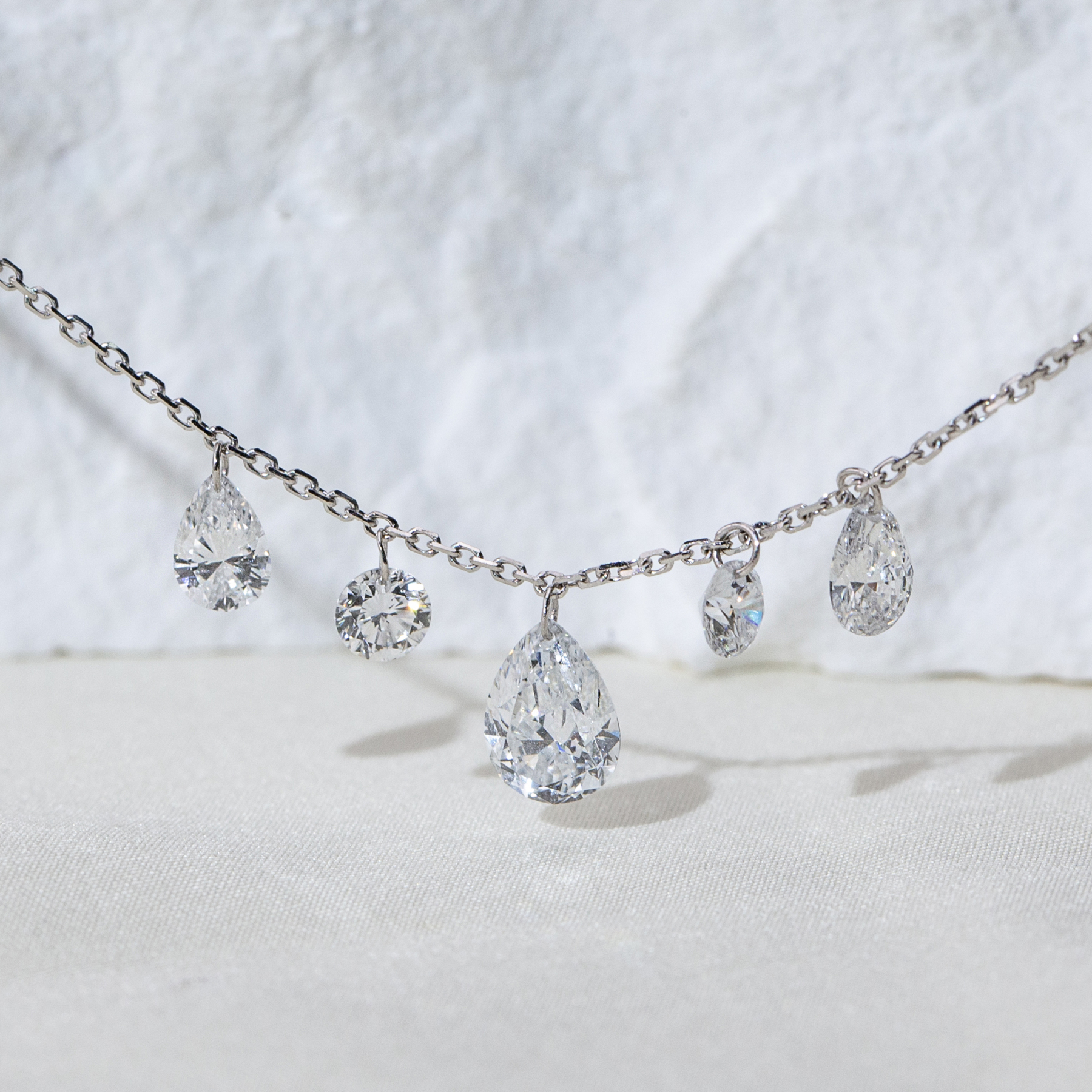 MissDiamond Pear Cut Lab Grown Diamond 1CT 9K White Gold Pendant Necklace MSN-959