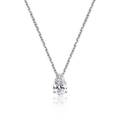 MissDiamond Pear Cut Lab Grown Diamond 0.9CT E VVS2 Platinum Pendant Necklace MSN-904