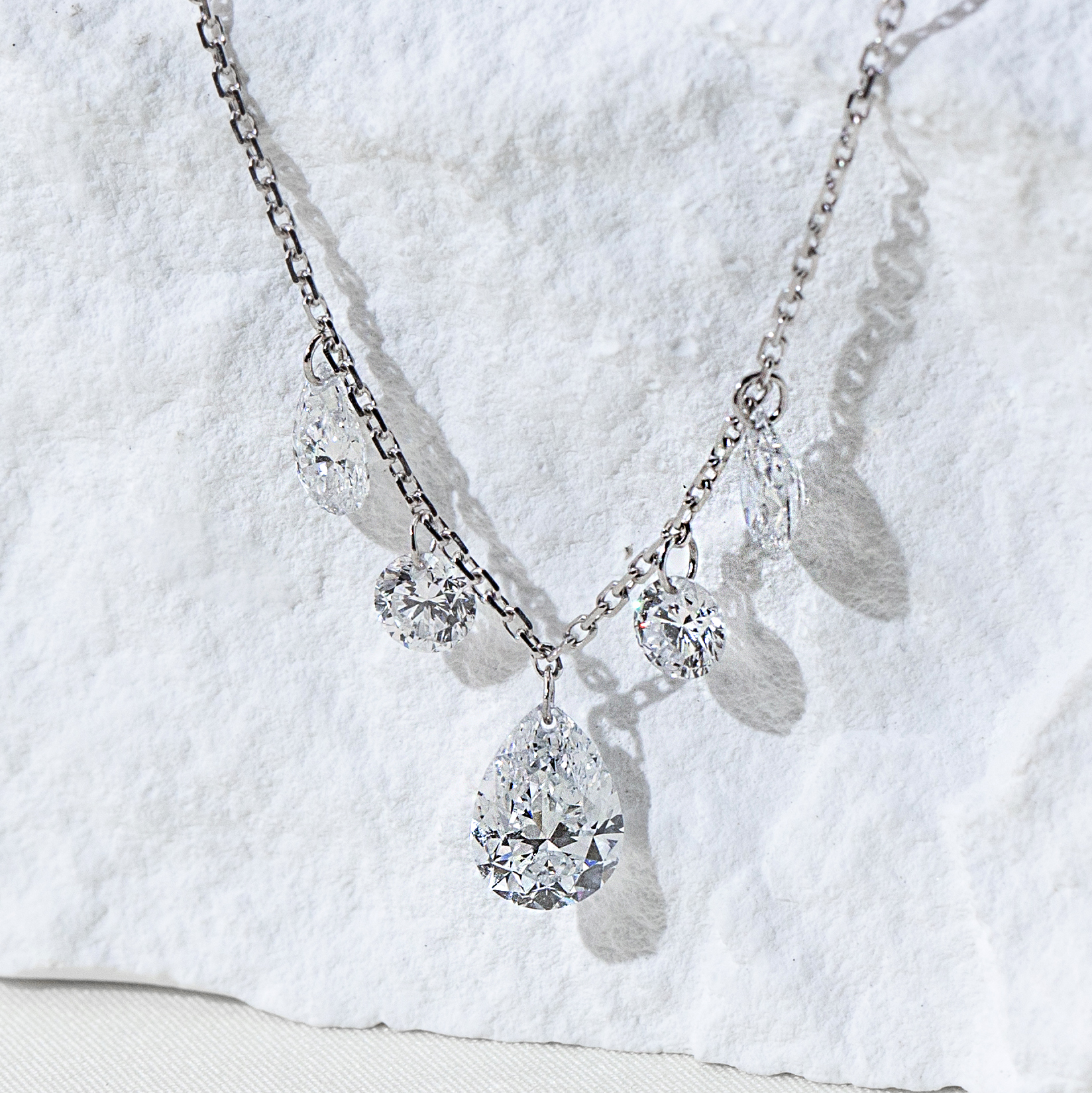 MissDiamond Pear Cut Lab Grown Diamond 1CT 9K White Gold Pendant Necklace MSN-959