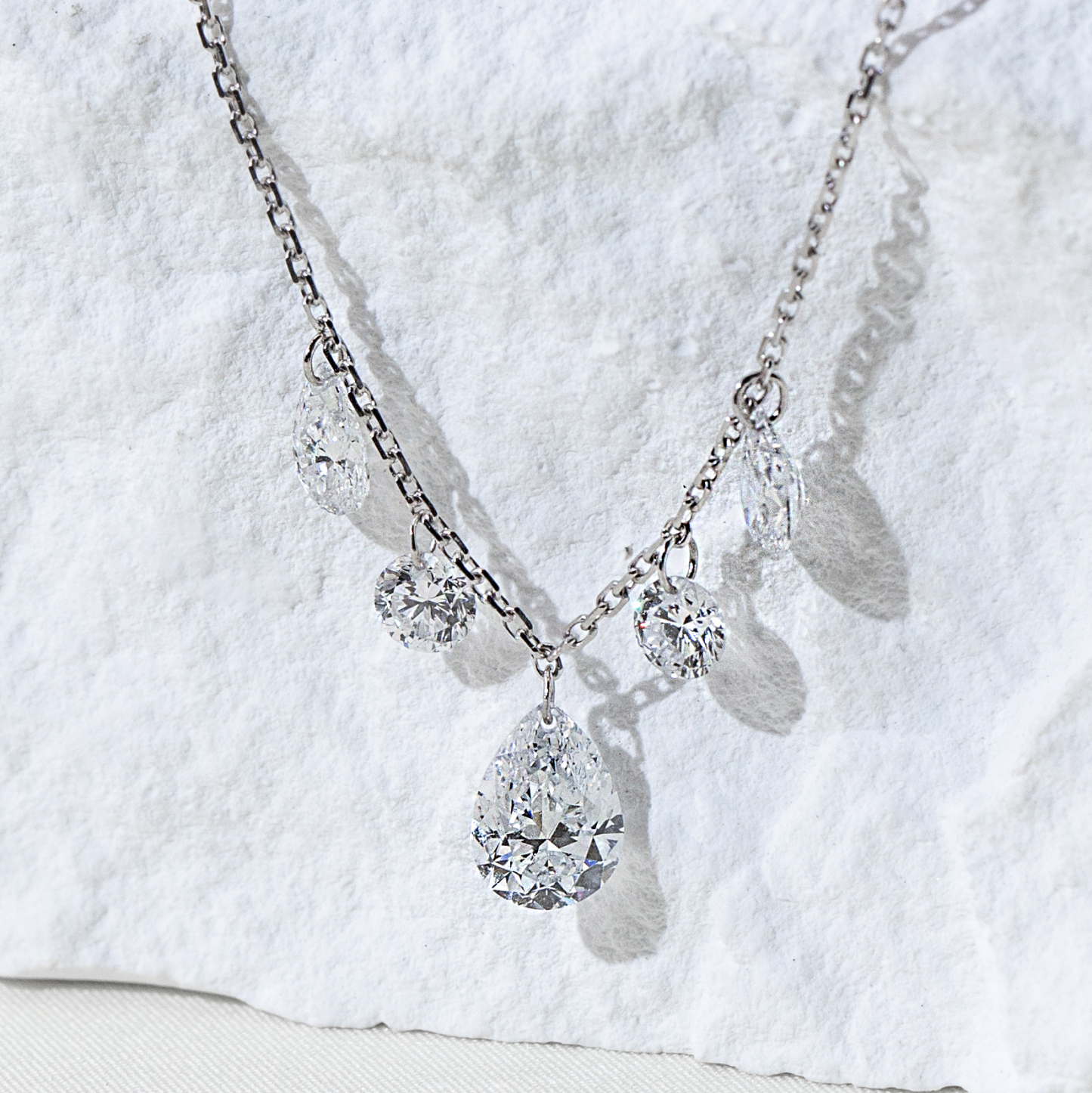 MissDiamond Pear Cut Lab Grown Diamond 1CT 9K White Gold Pendant Necklace MSN-959