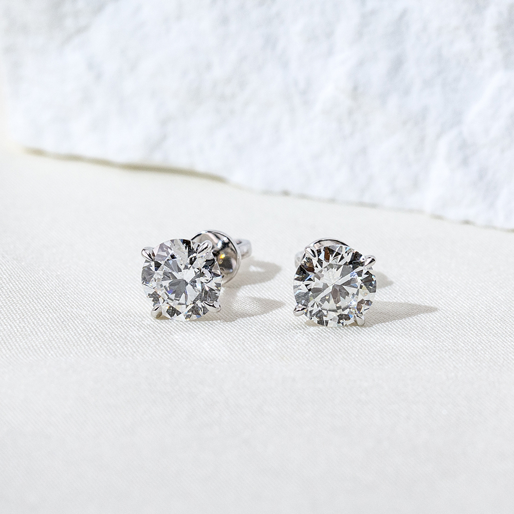 MissDiamond Round Cut Lab Grown Diamond 1CT 9K White Studs MSR-880