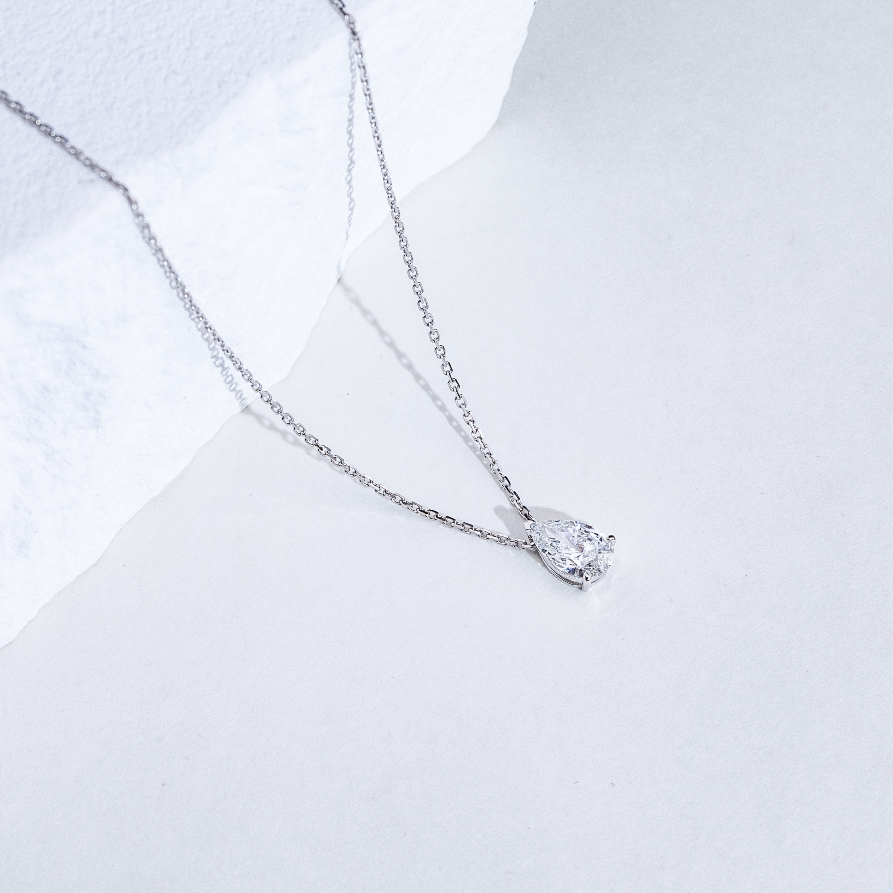 MissDiamond Pear Cut Lab Grown Diamond 0.9CT E VVS2 Platinum Pendant Necklace MSN-904