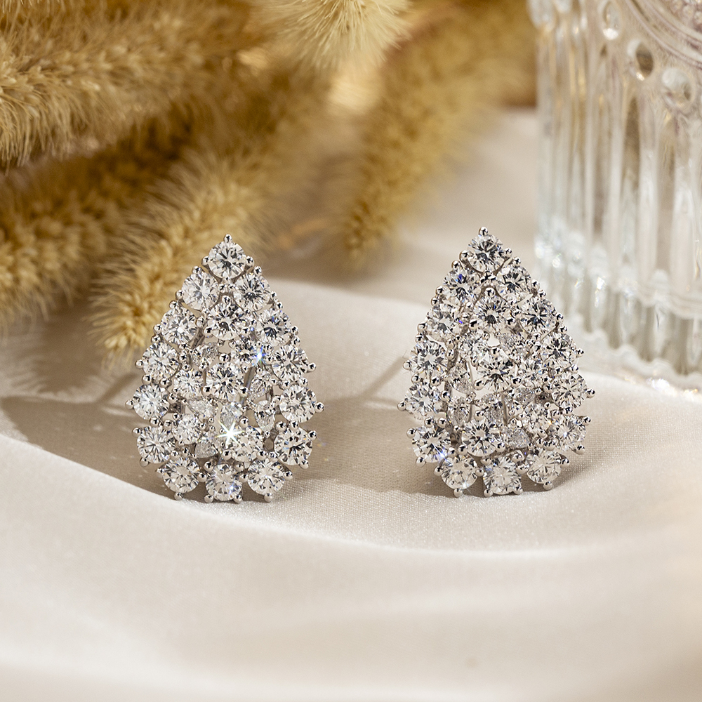 Pear Shape Lab Grown Diamond D VVS2 18K White Gold Earrings MSE-775
