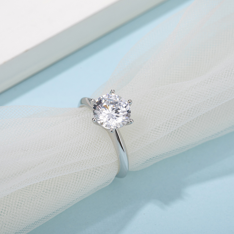 MissDiamond Round Cut Lab Grown Diamond 3CT D VS1 18k White Gold Ring M031
