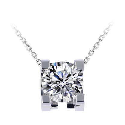 MissDiamond Round Cut Lab Grown Diamond 1.11CT Platinum Pendant Necklace MSN-273