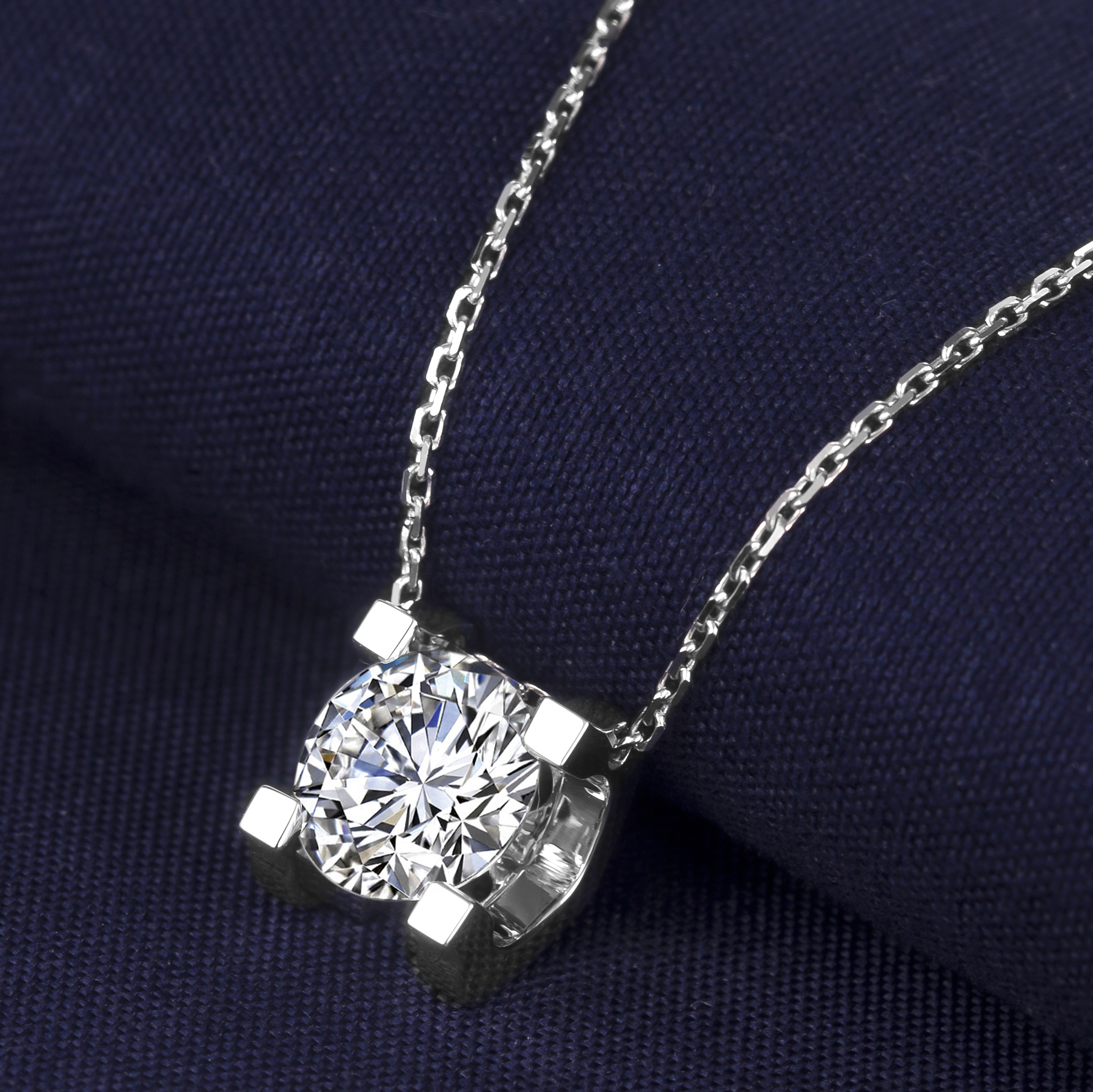 MissDiamond Round Cut Lab Grown Diamond 1.11CT Platinum Pendant Necklace MSN-273