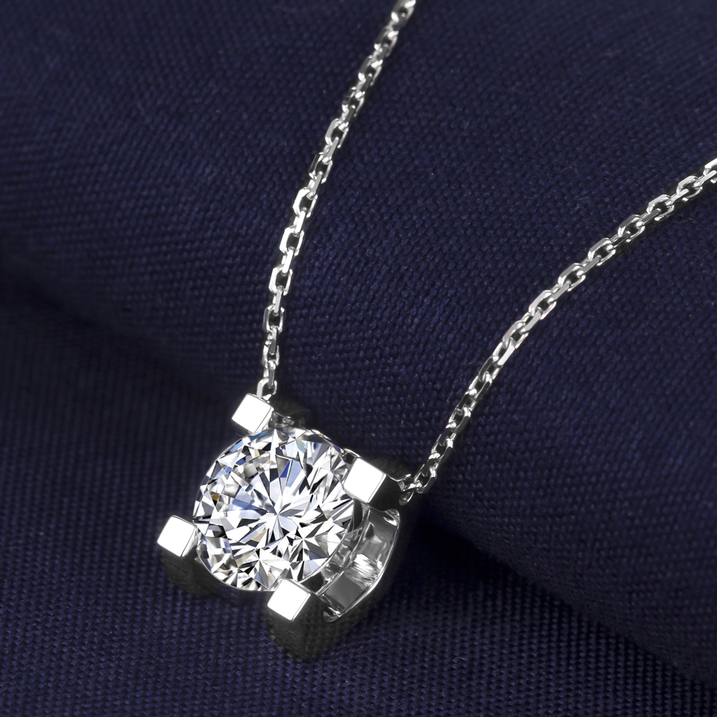 MissDiamond Round Cut Lab Grown Diamond 1.11CT Platinum Pendant Necklace MSN-273