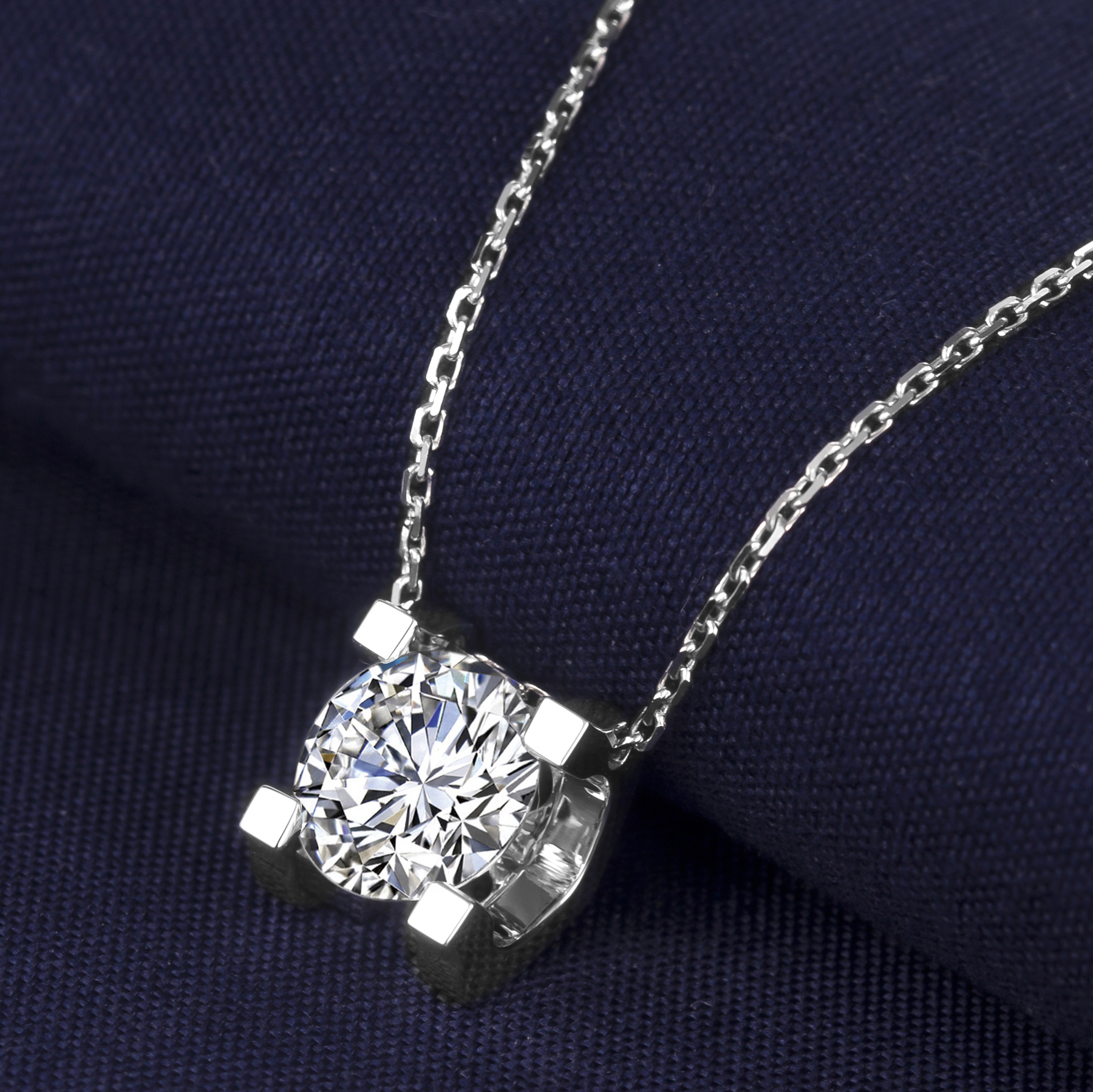 MissDiamond Round Cut Lab Grown Diamond 1.11CT Platinum Pendant Necklace MSN-273