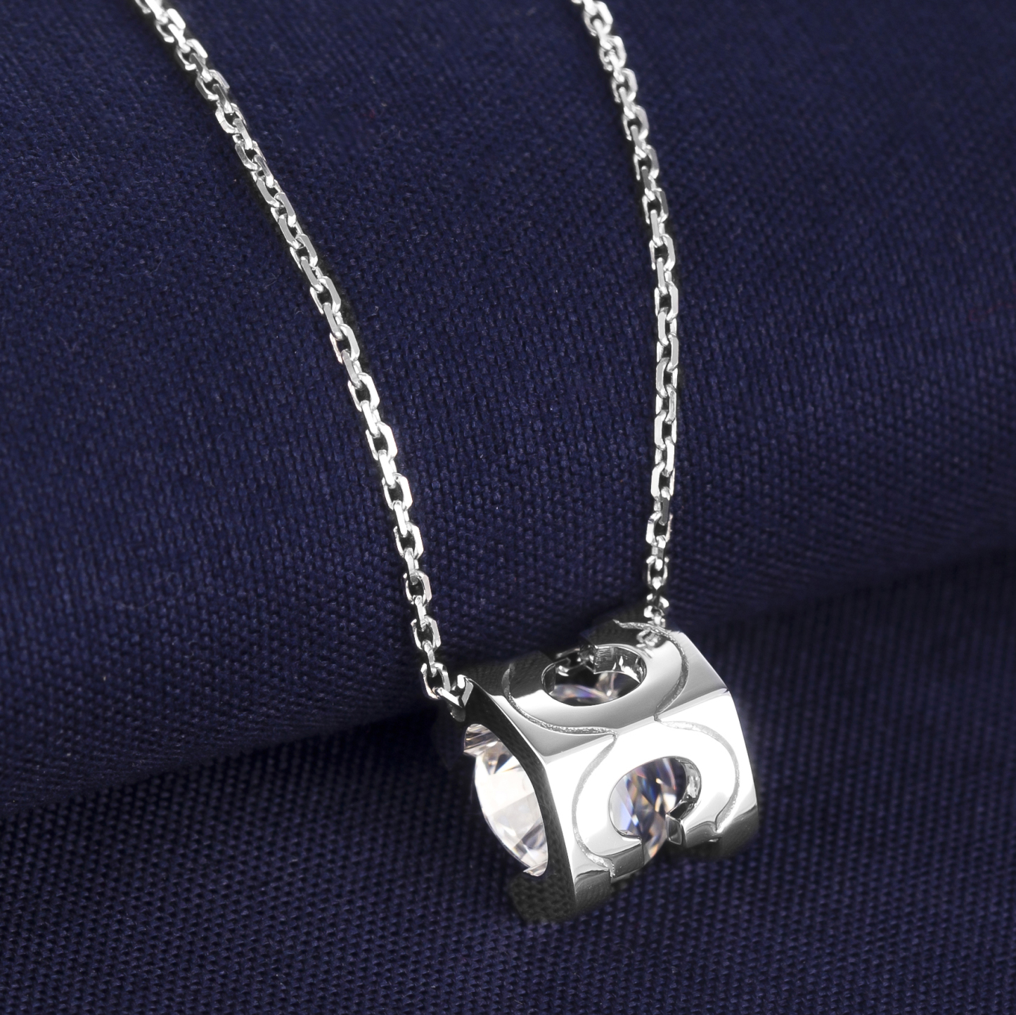 MissDiamond Round Cut Lab Grown Diamond 1.11CT Platinum Pendant Necklace MSN-273