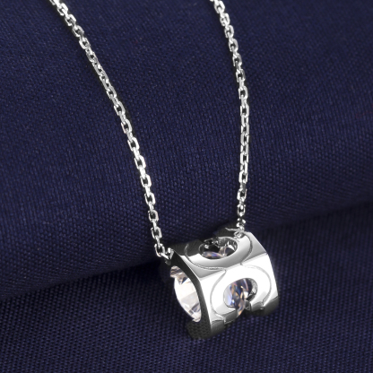 MissDiamond Round Cut Lab Grown Diamond 1.11CT Platinum Pendant Necklace MSN-273