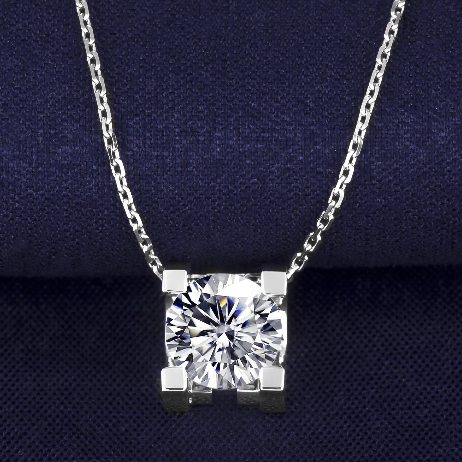 MissDiamond Round Cut Lab Grown Diamond 1.11CT Platinum Pendant Necklace MSN-273
