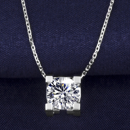 MissDiamond Round Cut Lab Grown Diamond 1.11CT Platinum Pendant Necklace MSN-273