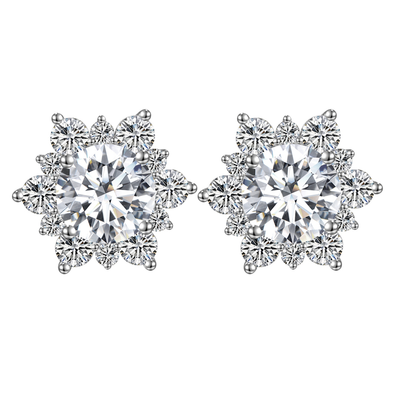 MissDiamond Round Cut Lab Grown Diamond 9K White Gold Studs Earrings MSE-322