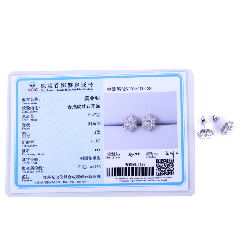 MissDiamond Round Cut Lab Grown Diamond 9K White Gold Studs Earrings MSE-322