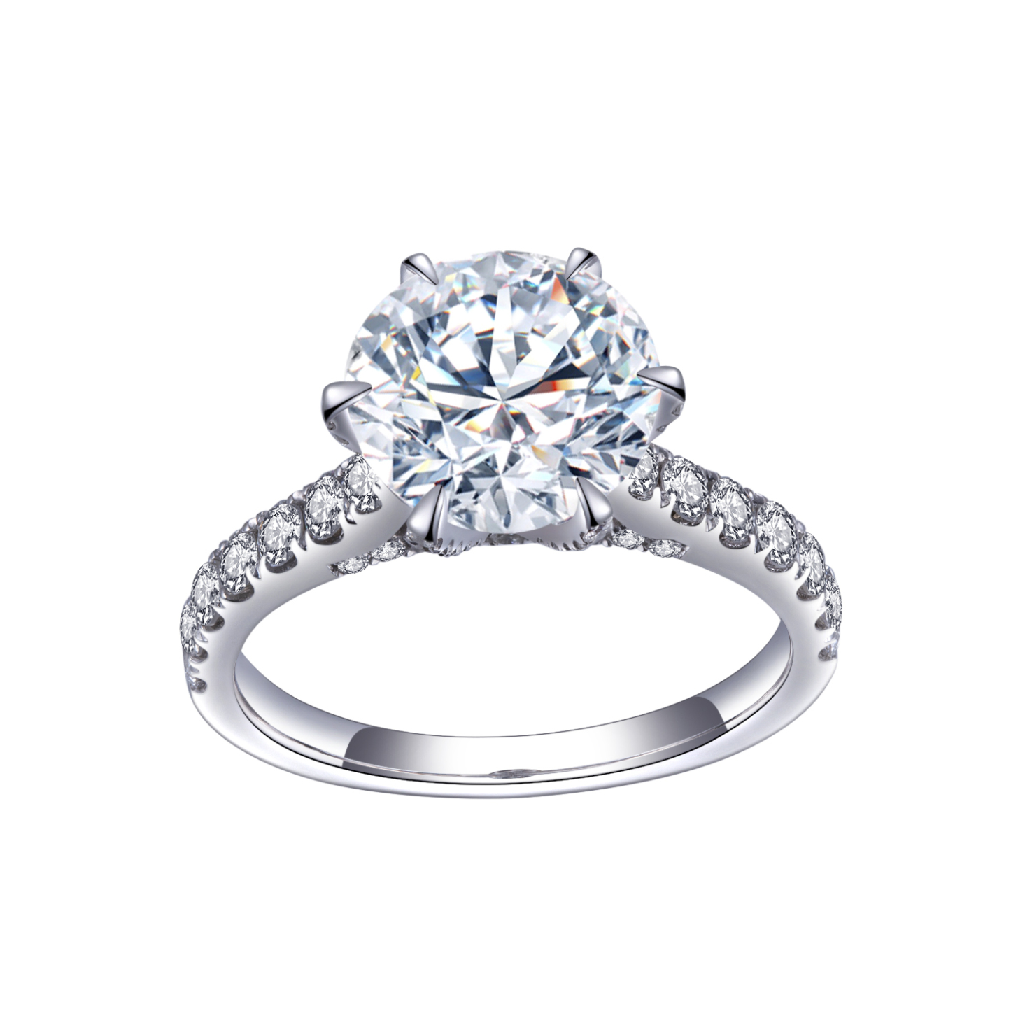 MissDiamond Round Cut Lab Grown Diamond  E VVS2 Platinum Halo Ring MSR-326
