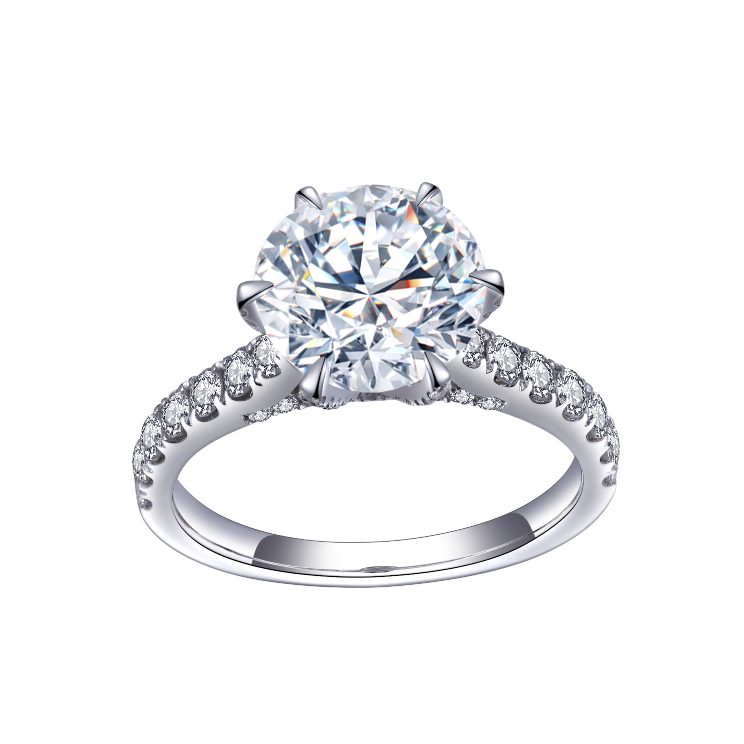 MissDiamond Round Cut Lab Grown Diamond  E VVS2 Platinum Halo Ring MSR-326