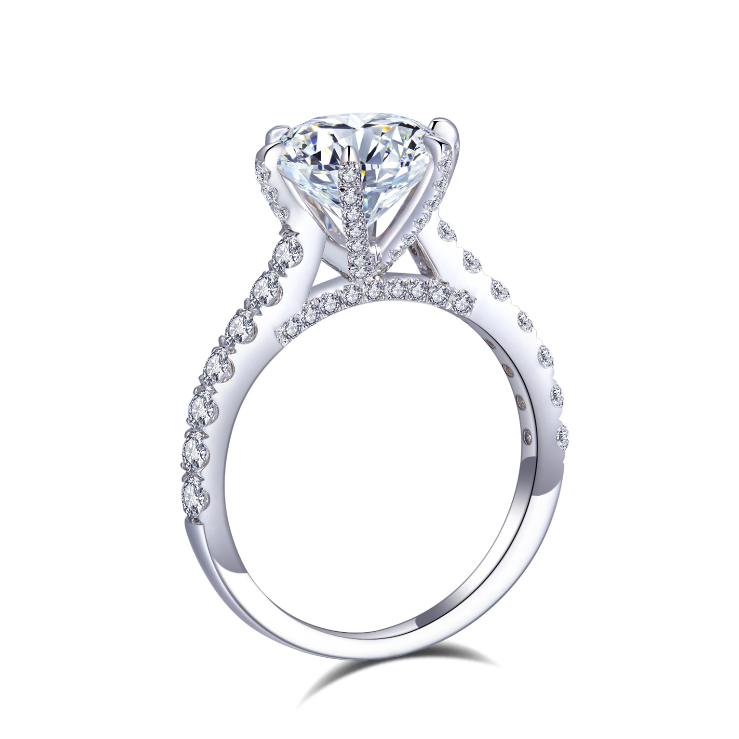 MissDiamond Round Cut Lab Grown Diamond  E VVS2 Platinum Halo Ring MSR-326