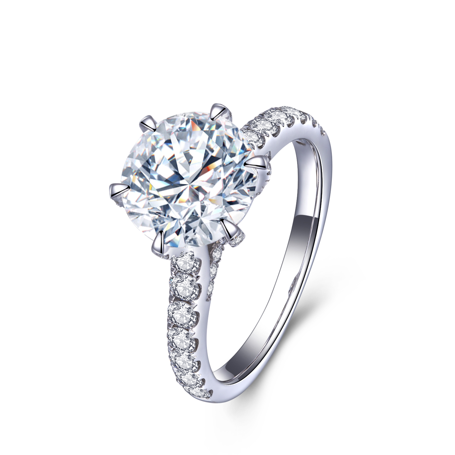 MissDiamond Round Cut Lab Grown Diamond  E VVS2 Platinum Halo Ring MSR-326
