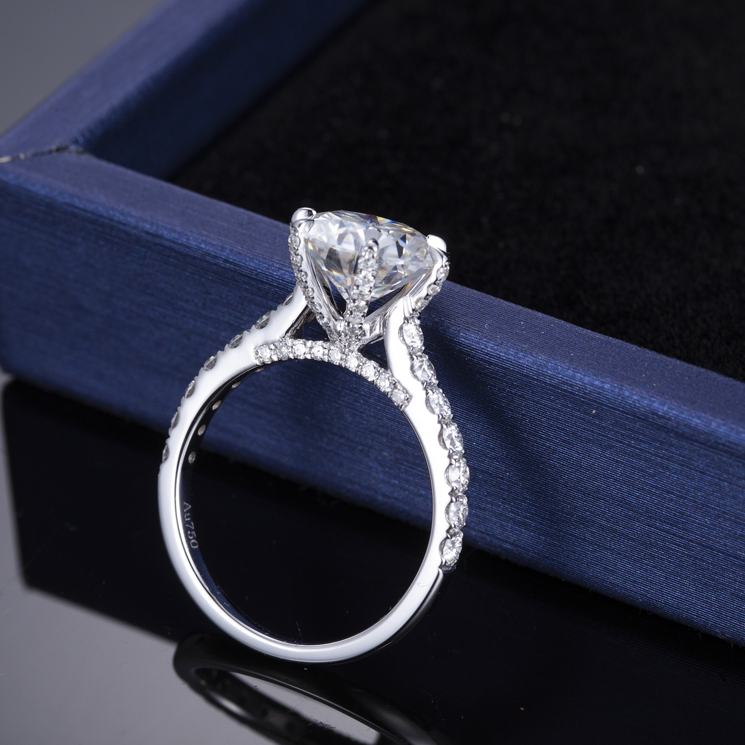 MissDiamond Round Cut Lab Grown Diamond  E VVS2 Platinum Halo Ring MSR-326