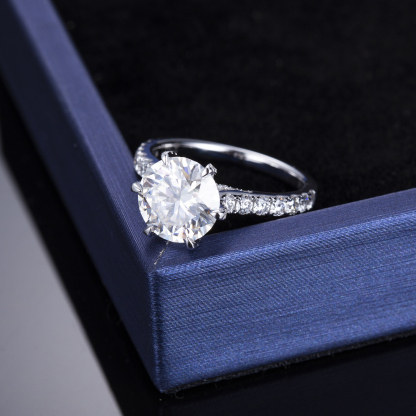 MissDiamond Round Cut Lab Grown Diamond  E VVS2 Platinum Halo Ring MSR-326