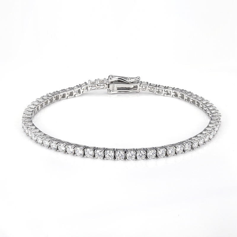 MissDiamond Round Cut Lab Grown Diamond Platinum Tennis Bracelet MSN-549