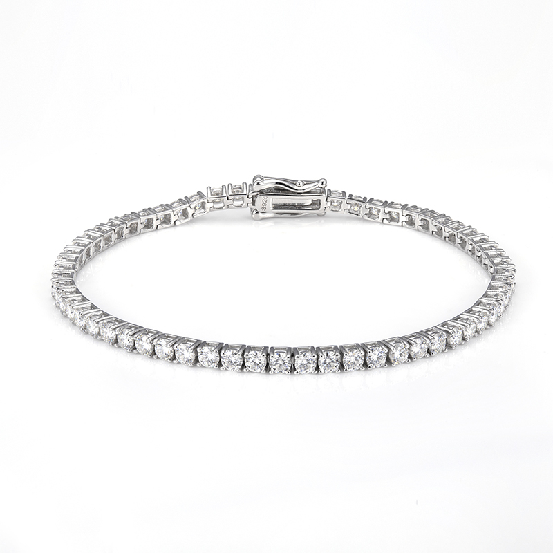 MissDiamond Round Cut Lab Grown Diamond Platinum Tennis Bracelet MSN-549