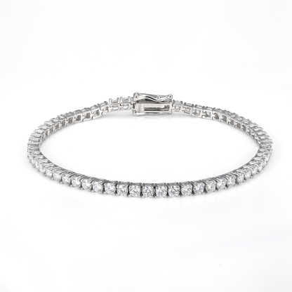MissDiamond Round Cut Lab Grown Diamond Platinum Tennis Bracelet MSN-549
