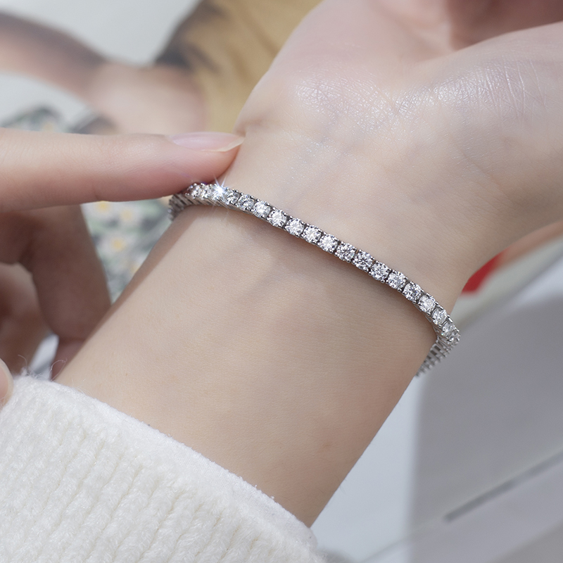 MissDiamond Round Cut Lab Grown Diamond Platinum Tennis Bracelet MSN-549