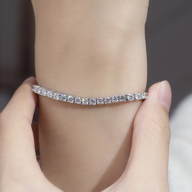 MissDiamond Round Cut Lab Grown Diamond Platinum Tennis Bracelet MSN-549