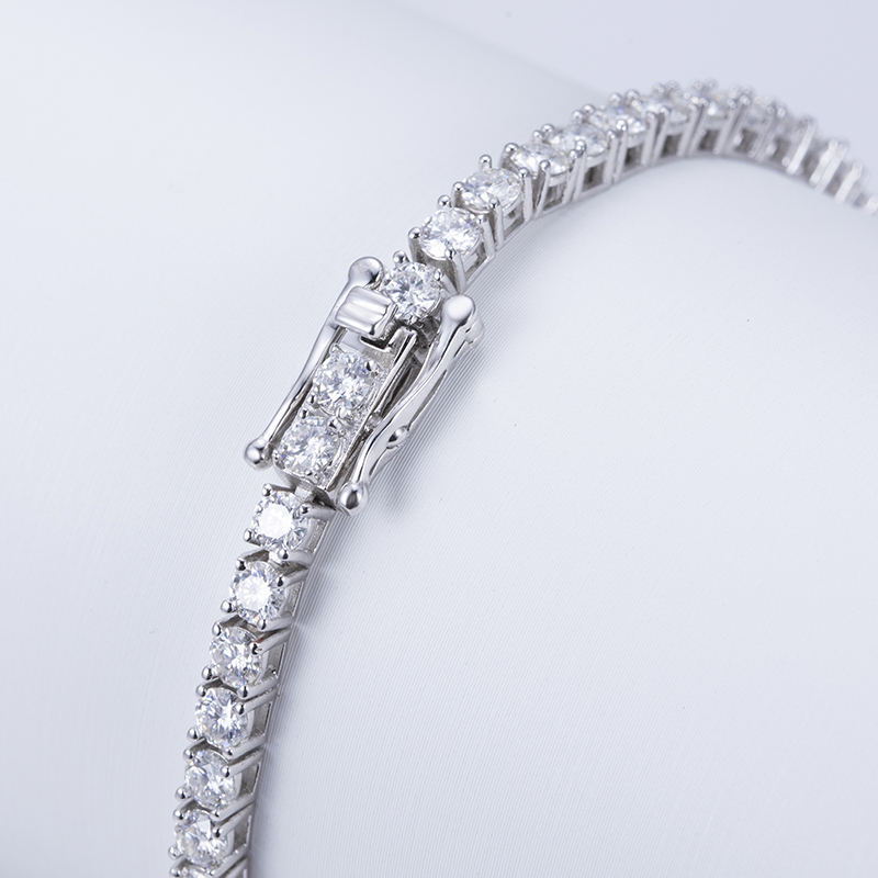 MissDiamond Round Cut Lab Grown Diamond Platinum Tennis Bracelet MSN-549