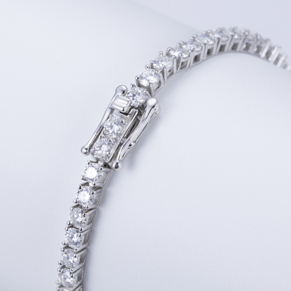 MissDiamond Round Cut Lab Grown Diamond Platinum Tennis Bracelet MSN-549