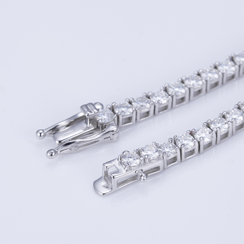 MissDiamond Round Cut Lab Grown Diamond Platinum Tennis Bracelet MSN-549