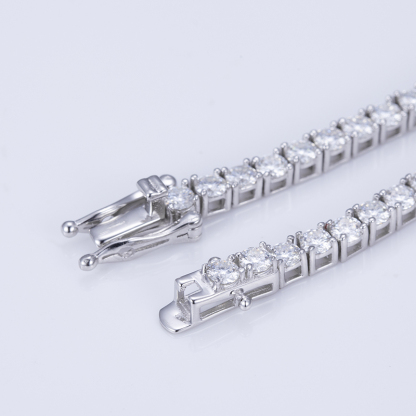 MissDiamond Round Cut Lab Grown Diamond Platinum Tennis Bracelet MSN-549