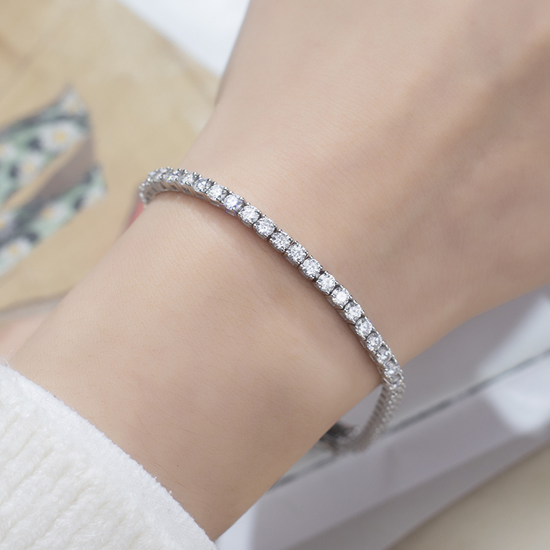 MissDiamond Round Cut Lab Grown Diamond Platinum Tennis Bracelet MSN-549