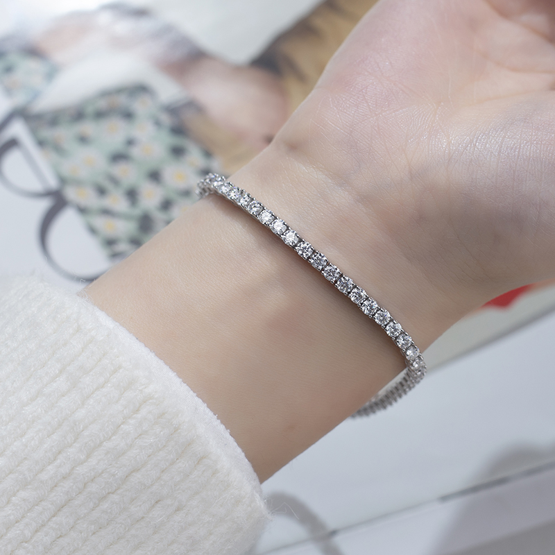 MissDiamond Round Cut Lab Grown Diamond Platinum Tennis Bracelet MSN-549